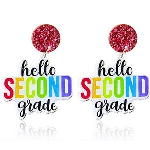 New hello second grade earrings